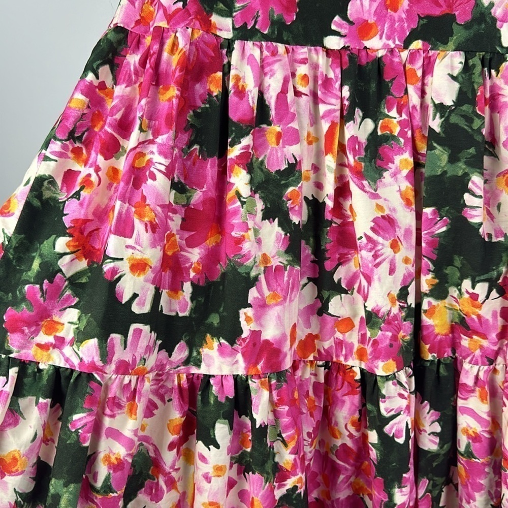Zara Bloggers Fav Tiered Pleated Vibrant Floral Maxi Skirt Size XS Belted Spring - Picture 7 of 16